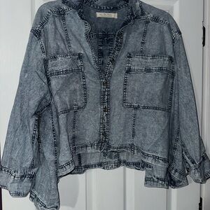 We The Free Blue Denim Top